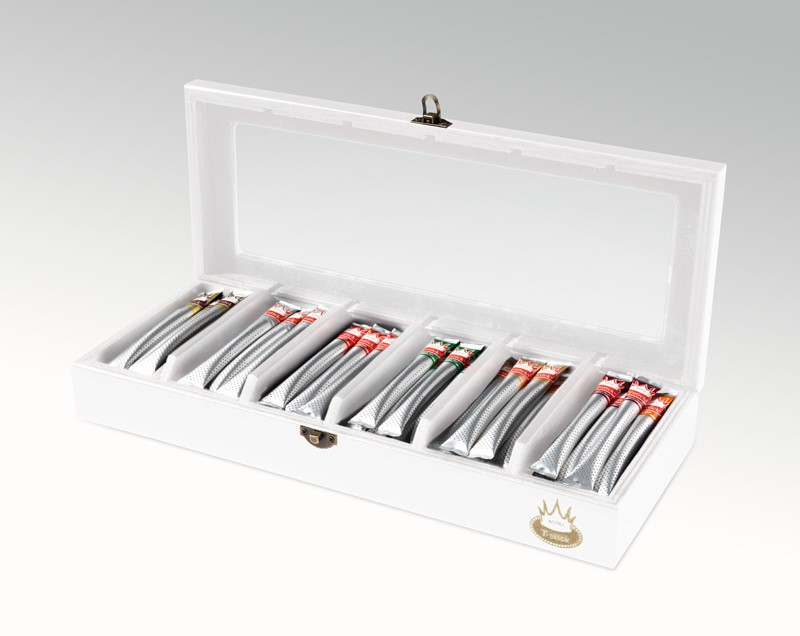 Theedoos wit eiken – inclusief 60 T-sticks in diverse smaken