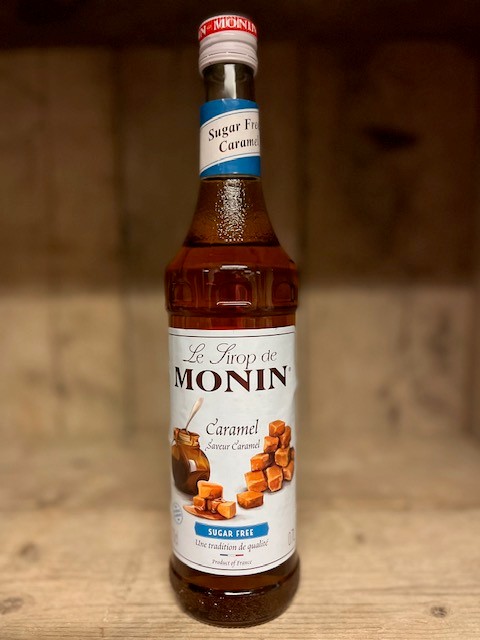 Monin koffiesiroop grote fles - Caramel suikervrij 700 ml