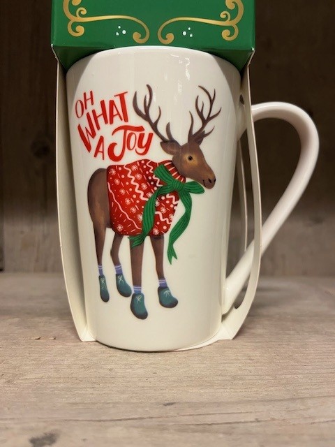 Beker-cadeauset 'Oh what a Joy' - Beker + hot chocolatemix (vanille), koekjes & lepeltje (VERBORGEN) - Afbeelding 2