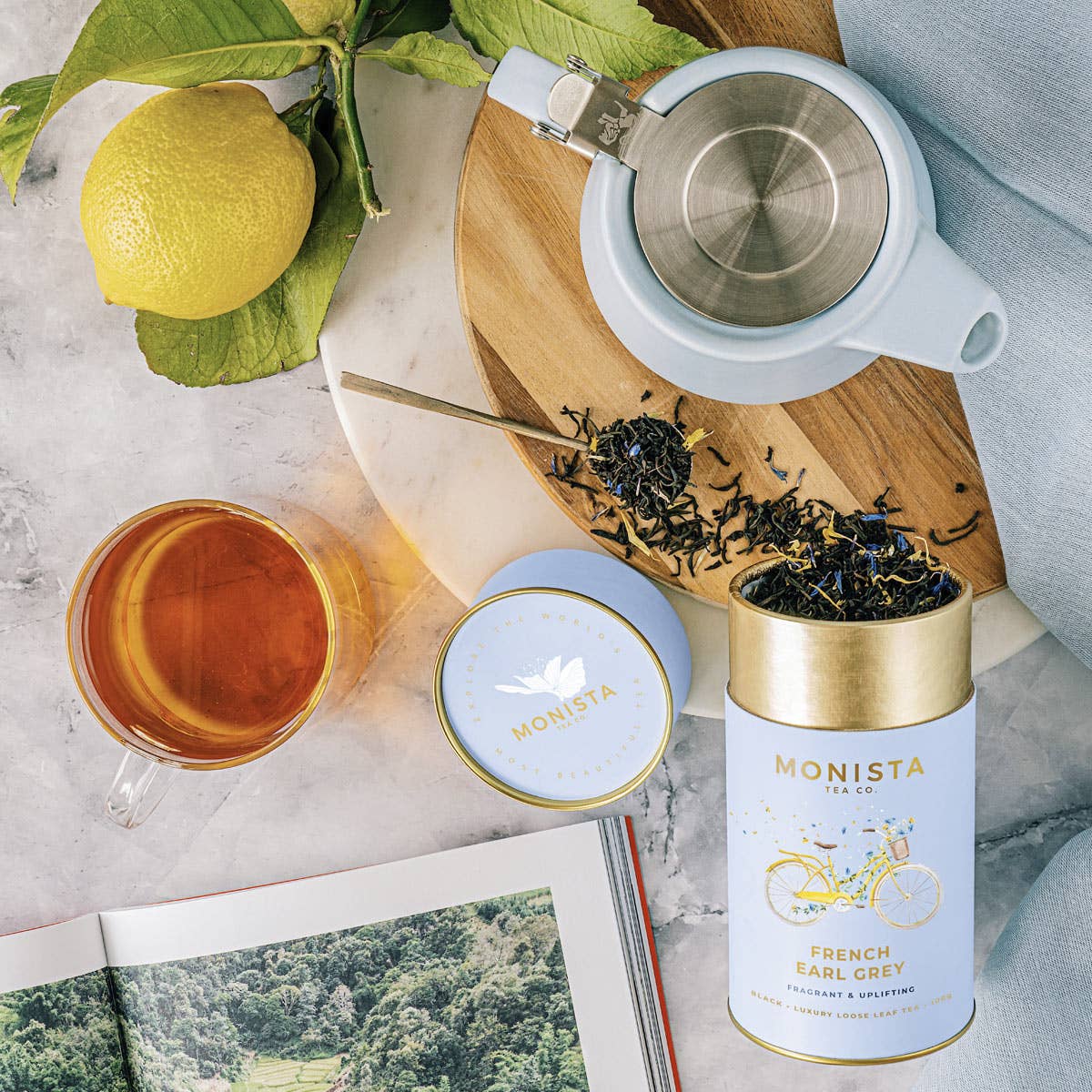 Monista Tea | French Earl Grey | zwarte thee met korenbloem & goudsbloem los - Afbeelding 2