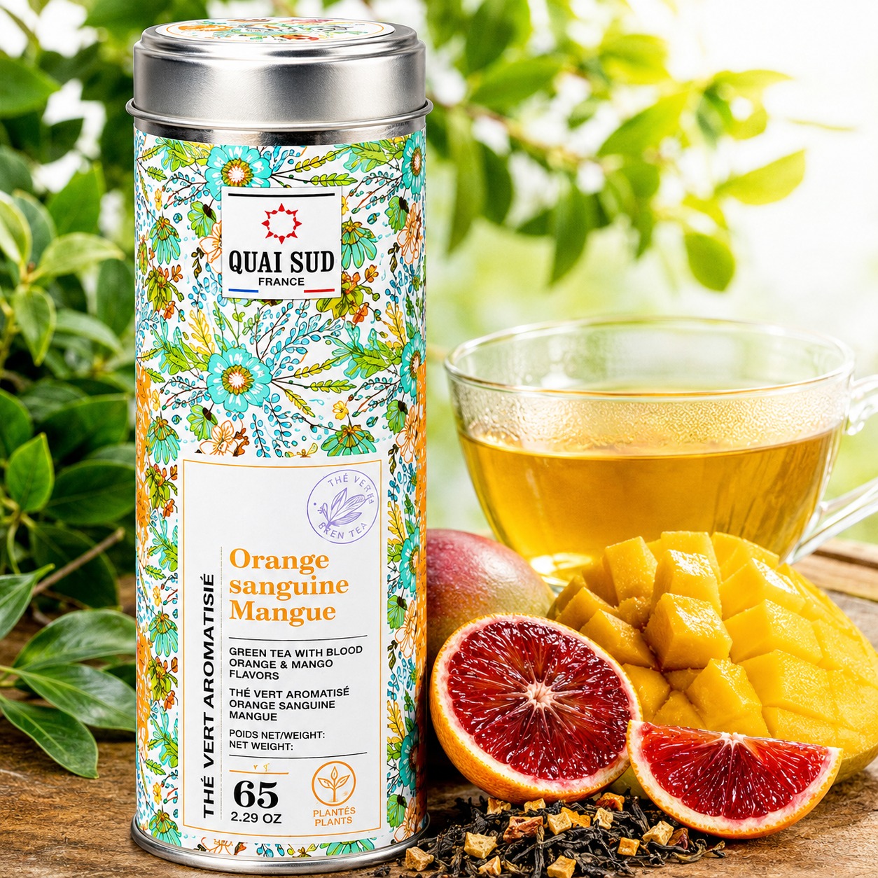 Quai Sud | Groene thee met bloedsinaasappel & mango | in prachtig blik (*nieuw) - Afbeelding 2