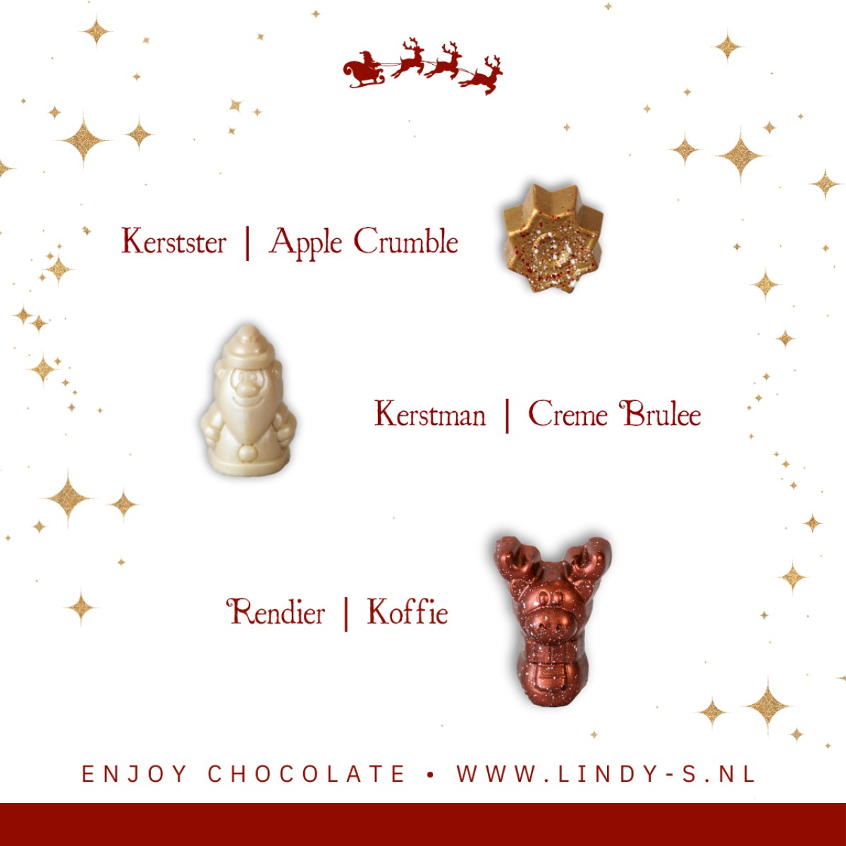 Christmas Reindeer Giftbox – 9 luxe kerstbonbons in geschenkdoos - *Nieuw - Afbeelding 4