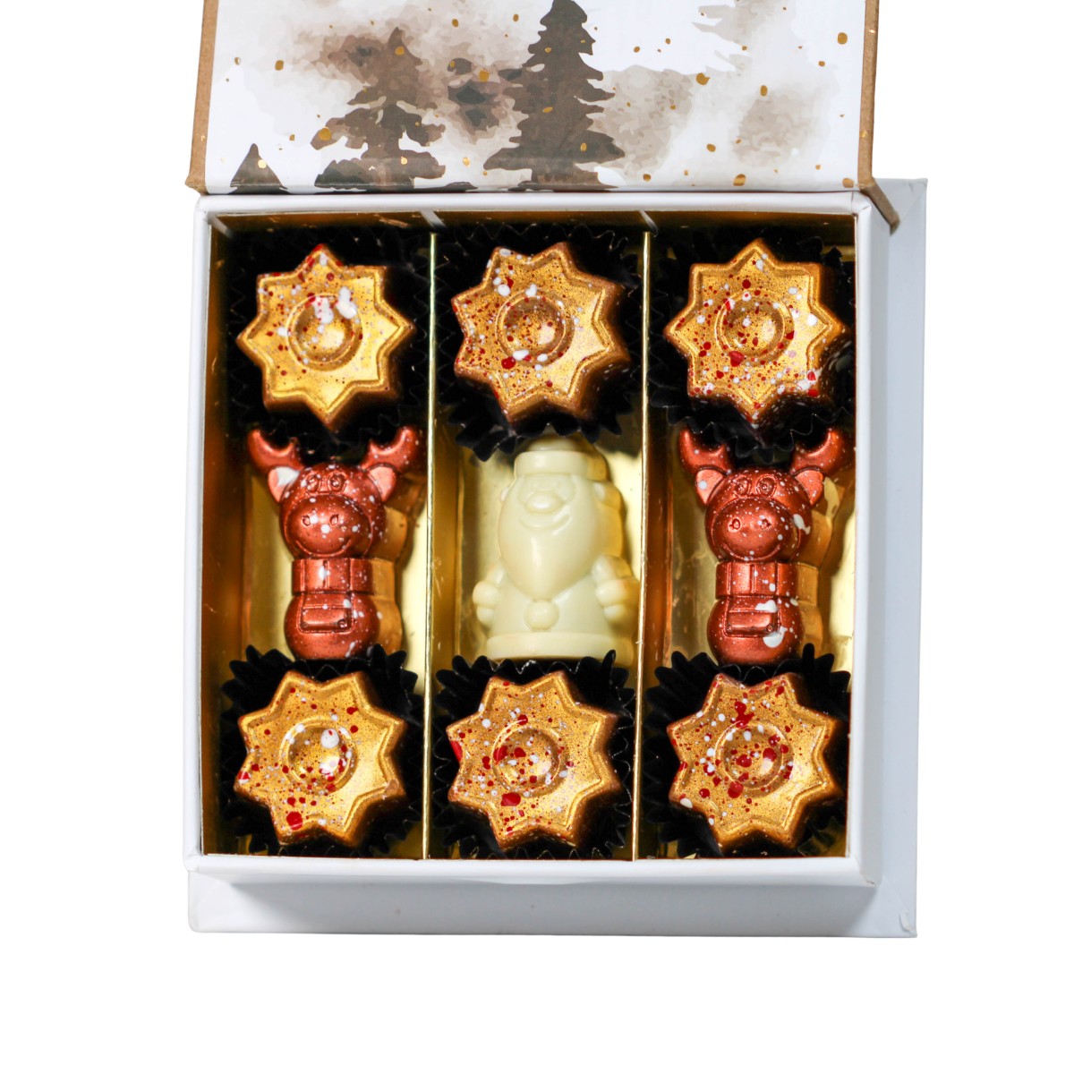 Christmas Reindeer Giftbox – 9 luxe kerstbonbons in geschenkdoos - *Nieuw